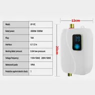 ​Electric Mini Tankless Water Heater 220V 3500W Bathroom Kitchen Washing Machine with LCD Display for Shower Bathroom Kitchen Washing Machine EU Plug 540