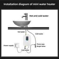 ​Electric Mini Tankless Water Heater 220V 3500W Bathroom Kitchen Washing Machine with LCD Display for Shower Bathroom Kitchen Washing Machine EU Plug 540