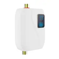 ​Electric Mini Tankless Water Heater 220V 3500W Bathroom Kitchen Washing Machine with LCD Display for Shower Bathroom Kitchen Washing Machine EU Plug 540