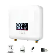 ​Electric Mini Tankless Water Heater 7500W Wall Mounted LED Display Backlit Thermostat Mode Power Setting for Household Kitchen Bathroom 544