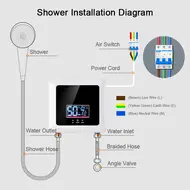 ​Electric Mini Tankless Water Heater 7500W Wall Mounted LED Display Backlit Thermostat Mode Power Setting for Household Kitchen Bathroom 544
