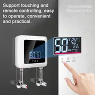 ​Electric Mini Tankless Water Heater 7500W Wall Mounted LED Display Backlit Thermostat Mode Power Setting for Household Kitchen Bathroom 544