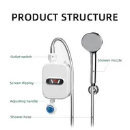 ​Electric instant water heater LCD digital display thermostatic shower water heater waterproof 304 stainless steel tankless water heater 539