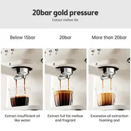 Espresso Coffee Machine 20 Bar Stainless Steel 2 n 1 Semi Automatic Cappuccino Latte Maker with Milk Frother 1.5L  Removable Water Tank Coffee Portafilter and Tamper Spoon 461
