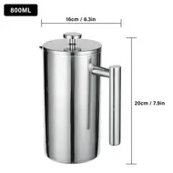 ​French Press 304 Stainless Steel Thermal Coffee Maker Tea Maker 800ML 3 Filters Anti-scald Handle Rustproof Coffee Press 480