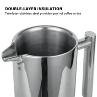 ​French Press 304 Stainless Steel Thermal Coffee Maker Tea Maker 800ML 3 Filters Anti-scald Handle Rustproof Coffee Press 480