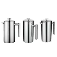 ​French Press 304 Stainless Steel Thermal Coffee Maker Tea Maker 800ML 3 Filters Anti-scald Handle Rustproof Coffee Press 480