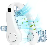 ​Fan 5 Gear Portable Leafless Digital Screen 2600mAh Hang Necklace Large Capacity Lazy USB Portable Cooling Small Fan -  White 563