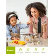 ​Homgeek 500W Immersion Hand Blender 3 in 1 6 Speed Electric Stick with Turbo Stainless Steel Whisk & Milk Frother Attachments Black 490