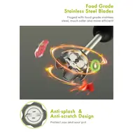 ​Homgeek 500W Immersion Hand Blender 3 in 1 6 Speed Electric Stick with Turbo Stainless Steel Whisk & Milk Frother Attachments Black 490