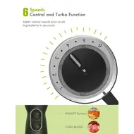 ​Homgeek 500W Immersion Hand Blender 3 in 1 6 Speed Electric Stick with Turbo Stainless Steel Whisk & Milk Frother Attachments Black 490