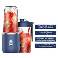 ​Mini Mixer 40W Juice Blender  Personal Size Portable Rechargeable USB Double Cup - Pink 508