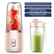 ​Mini Mixer 40W Juice Blender  Personal Size Portable Rechargeable USB Double Cup - Pink 508