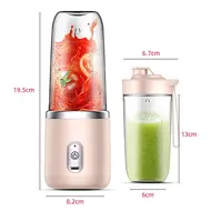 ​Mini Mixer 40W Juice Blender  Personal Size Portable Rechargeable USB Double Cup - Pink 508