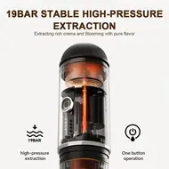 ​Nespresso Compatible Electric Portable Coffee Maker 19 Bar 100W Wireless Heating Travel Espresso Machine for Travel Camping Office Home with NS Pods and Ground Coffee - Red 460