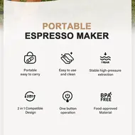 ​Nespresso Compatible Electric Portable Coffee Maker 19 Bar 100W Wireless Heating Travel Espresso Machine for Travel Camping Office Home with NS Pods and Ground Coffee - Red 460