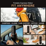 ​Nespresso Compatible Electric Portable Coffee Maker 19 Bar 100W Wireless Heating Travel Espresso Machine for Travel Camping Office Home with NS Pods and Ground Coffee - Red 460