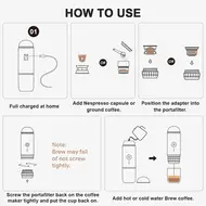 ​Nespresso Compatible Electric Portable Coffee Maker 19 Bar 100W Wireless Heating Travel Espresso Machine for Travel Camping Office Home with NS Pods and Ground Coffee - Red 460