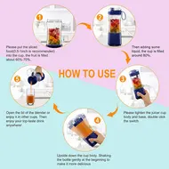 ​Portable Electric Blender Single Serve Fruit Juicer Mixer Cup with USB Rechargeable 4000mAh Battery - 	Blue 496