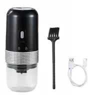 ​​Portable Electric Burr Coffee Grinder 13W 200ml SB Rechargeable Adjustable Setting Cordless with Cleaning Brush for Travel Camping Office Household - Grey 464