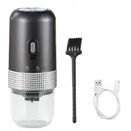 ​​Portable Electric Burr Coffee Grinder 13W 200ml SB Rechargeable Adjustable Setting Cordless with Cleaning Brush for Travel Camping Office Household - Grey 464