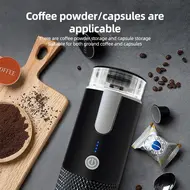 ​Portable Electric Espresso Coffee Machine 6oz Single Serve Mini Maker with Cup Coffee Powder & Capsule Bin 1200mAh Rechargeable Battery for Camping Travel Car Hiking Office 466