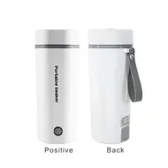 Portable Electric Kettle 350ML  Stainless Steel Travel Beaker with Automatic Shut Off for Tea Coffee Baby Milk - Green 488