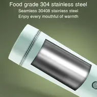 Portable Electric Kettle 350ML  Stainless Steel Travel Beaker with Automatic Shut Off for Tea Coffee Baby Milk - Green 488