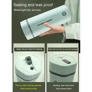 Portable Electric Kettle 350ML  Stainless Steel Travel Beaker with Automatic Shut Off for Tea Coffee Baby Milk - Green 488