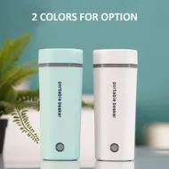 Portable Electric Kettle 350ML  Stainless Steel Travel Beaker with Automatic Shut Off for Tea Coffee Baby Milk - Green 488