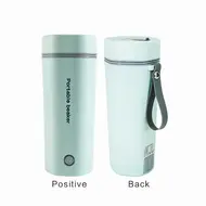 Portable Electric Kettle 350ML  Stainless Steel Travel Beaker with Automatic Shut Off for Tea Coffee Baby Milk - Green 488