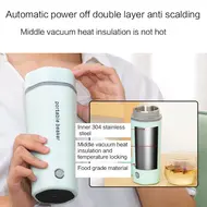 Portable Electric Kettle 350ML  Stainless Steel Travel Beaker with Automatic Shut Off for Tea Coffee Baby Milk - Green 488