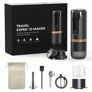 Portable Espresso Machine 9 Bar Rechargeable 2 in 1 Travel Coffee Maker for Nespresso Capsules & Ground Coffee Perfect for Travel Camping Hiking Office Kitchen Black 457