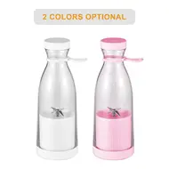 ​Portable Mini Electric Blender 300ml Juicer Cup 6 Blades for Smoothie Milkshake Juice Baby Food Rechargeable Battery for Travel Sports Kitchen Office & Outdoors - 2Pcs - Pink 494