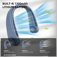 ​Portable Neck Fan Bladeless Fan 360°C Cooling Airflow USB Rechargeable Bladeless Mini Fan 3 Speeds Hands Free Personal Fan for Household Garden Work Outdoor Travelling Sport - 2Pcs 554