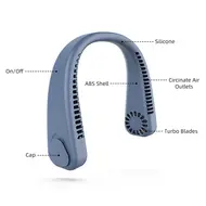 ​Portable Neck Fan Bladeless Fan 360°C Cooling Airflow USB Rechargeable Bladeless Mini Fan 3 Speeds Hands Free Personal Fan for Household Garden Work Outdoor Travelling Sport - 2Pcs 554