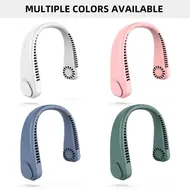​Portable Neck Fan Bladeless Fan 360°C Cooling Airflow USB Rechargeable Bladeless Mini Fan 3 Speeds Hands Free Personal Fan for Household Garden Work Outdoor Travelling Sport - 2Pcs 554