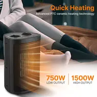 ​Portable Space Heater with 2 Gear Heating and Fan Modes Wind Speed Adjustable Thermostat Automatic Power Off When Tipping Over 1500W Small Electric Space Heater for Bedroom Office Under Desk Quiet Operation 535