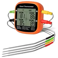 Smart Meat Thermometer Digital Wireless with Dual Probes Instant Reading Food Thermometer APP Control with Time Alarm Barbecue Thermometer for Outdoor BBQ with Stand and Hanging Stand 491
