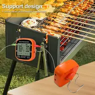 Smart Meat Thermometer Digital Wireless with Dual Probes Instant Reading Food Thermometer APP Control with Time Alarm Barbecue Thermometer for Outdoor BBQ with Stand and Hanging Stand 491