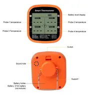 Smart Meat Thermometer Digital Wireless with Dual Probes Instant Reading Food Thermometer APP Control with Time Alarm Barbecue Thermometer for Outdoor BBQ with Stand and Hanging Stand 491