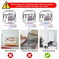 ​Smart Thermostat for Home Boiler Heating RF433 WiFi AC Thermostat 980ft Wireless Distance APP and Voice Control LED Digital Touch Screen Programmable Thermostat with Weather Report Adjustable Button 557