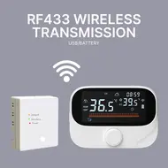 ​Smart Thermostat for Home Boiler Heating RF433 WiFi AC Thermostat 980ft Wireless Distance APP and Voice Control LED Digital Touch Screen Programmable Thermostat with Weather Report Adjustable Button 557