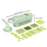 Vegetable Chopper Food Slicer 15 in 1 Multifunctional Kitchen Dicer Cutter with 9 Blades Egg Separator Hand Guard Colander & Container 499
