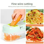 Vegetable Chopper Food Slicer 15 in 1 Multifunctional Kitchen Dicer Cutter with 9 Blades Egg Separator Hand Guard Colander & Container 499