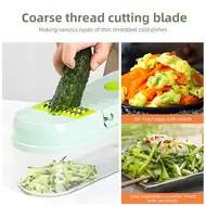 Vegetable Chopper Food Slicer 15 in 1 Multifunctional Kitchen Dicer Cutter with 9 Blades Egg Separator Hand Guard Colander & Container 499