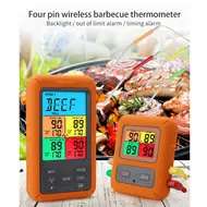 ​Wireless Meat Thermometer with 4 Probes 328Ft Long Range Colour LCD Backlight Display Countdown Timer Temperature Alarm Digital Remote Control BBQ Thermometer for Barbecue Grill Oven Kitchen - colour screen 533