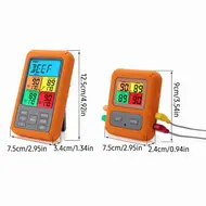 ​Wireless Meat Thermometer with 4 Probes 328Ft Long Range Colour LCD Backlight Display Countdown Timer Temperature Alarm Digital Remote Control BBQ Thermometer for Barbecue Grill Oven Kitchen - colour screen 533