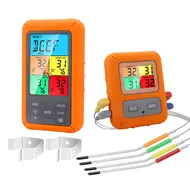 ​Wireless Meat Thermometer with 4 Probes 328Ft Long Range Colour LCD Backlight Display Countdown Timer Temperature Alarm Digital Remote Control BBQ Thermometer for Barbecue Grill Oven Kitchen - colour screen 533