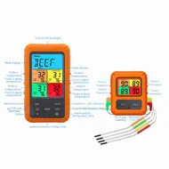 ​Wireless Meat Thermometer with 4 Probes 328Ft Long Range Colour LCD Backlight Display Countdown Timer Temperature Alarm Digital Remote Control BBQ Thermometer for Barbecue Grill Oven Kitchen - colour screen 533